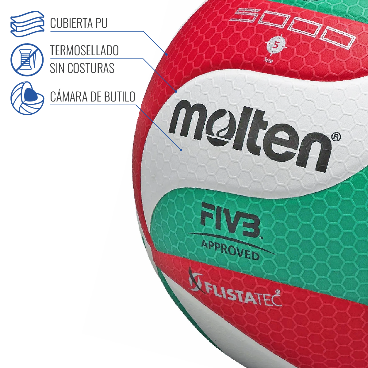Balón Vóleibol Molten V5M 5000 Oficial FIVB - Imagen 3