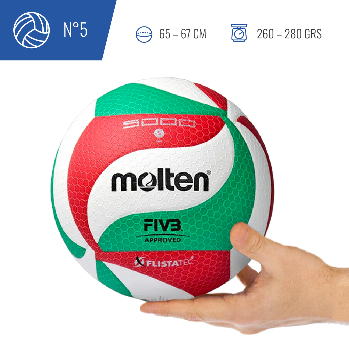 Balón Vóleibol Molten V5M 5000 Oficial FIVB - Imagen 7